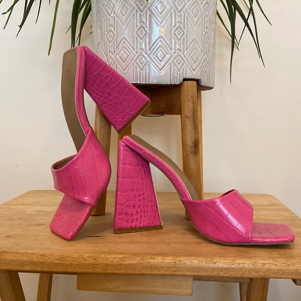Pink Block Heel Sandals- Size 8
